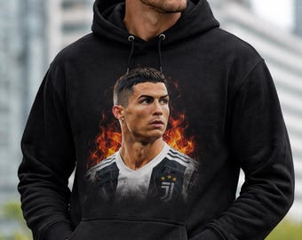 Sudadera con capucha negra CR7 – Sudadera de leyenda del fútbol, regalo para aficionados al fútbol