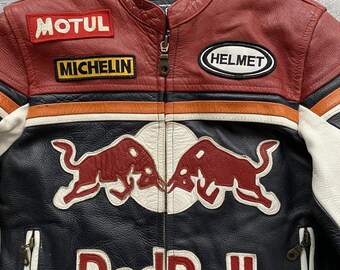 Vintage Redbull Leather Jacket: Motogp Biker Style Gift for Him