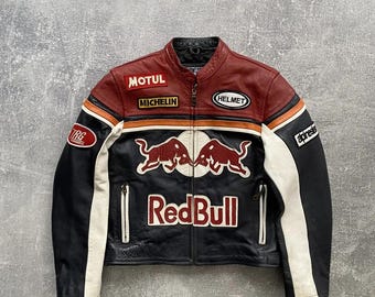 Vintage Redbull Leather Jacket: Motogp Biker Style Gift for Him