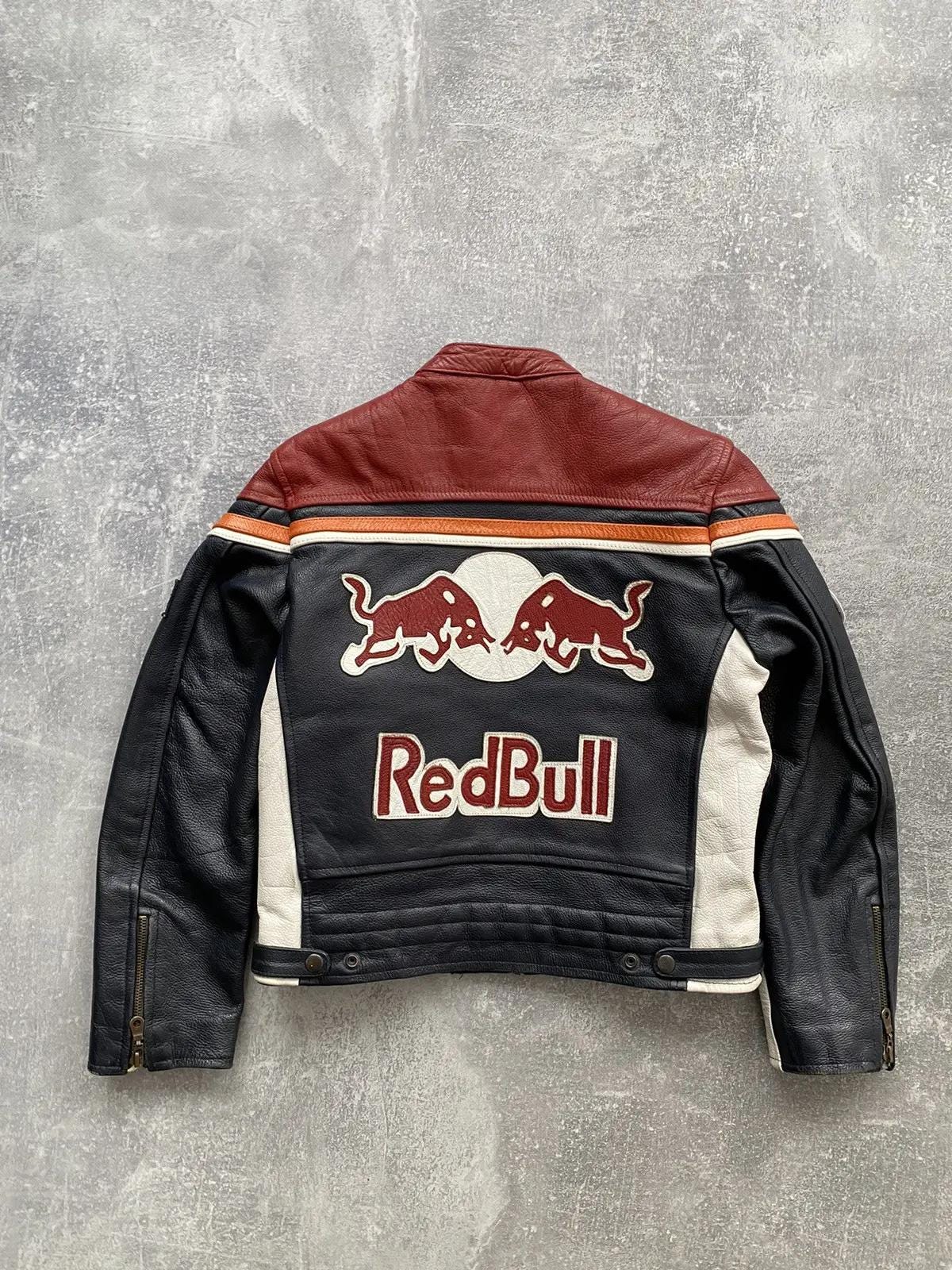 Vintage Red Bull Racing Leather Jacket, Motorsport Biker Outerwear