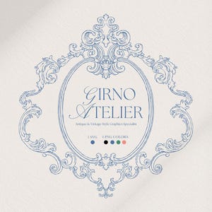 Oval Baroque Frame svg, Hand-Drawn Acanthus Leaf Clipart, Vintage Wedding Crest for Invitations, 300dpi, 4 png Colors