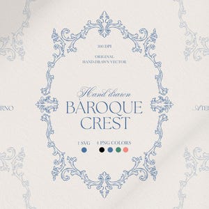 Barok trouwwapen SVG, handgetekend vintage frame PNG, elegante monogramrand clipart, klassiek ontwerp voor huwelijksuitnodiging
