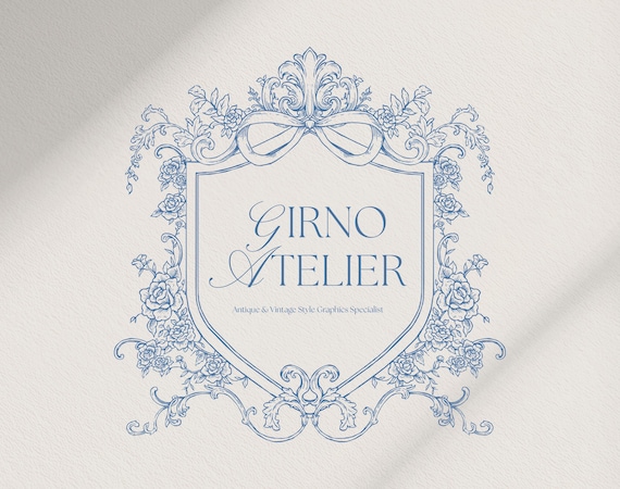 Floral Wedding Crest SVG: Hand-Drawn Baroque Frame (Digital Download 300 DPI)