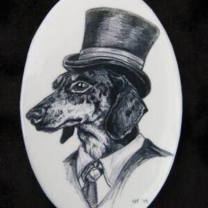Dapper Dachshund Fashionable Animal Magnet
