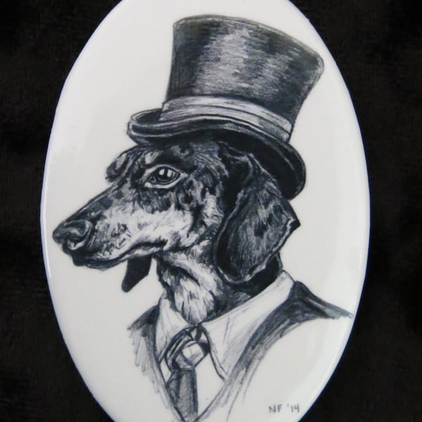 Dapper Dachshund Fashionable Animal Magnet