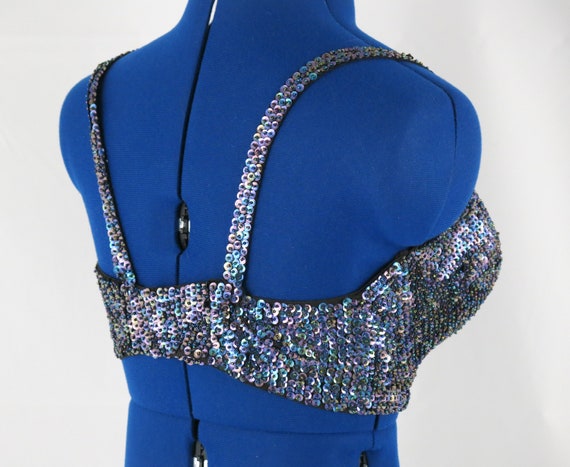 Oil Slick Beaded and Sequined Belly Dance Bra - image 5