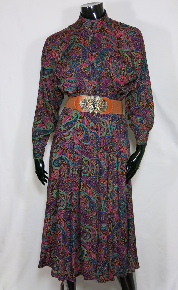 Jewel Tone Paisley Button Up Dress