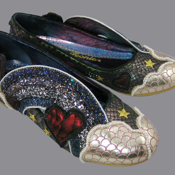 Irregular Choice Holiday Romance Black Rainbow Flats