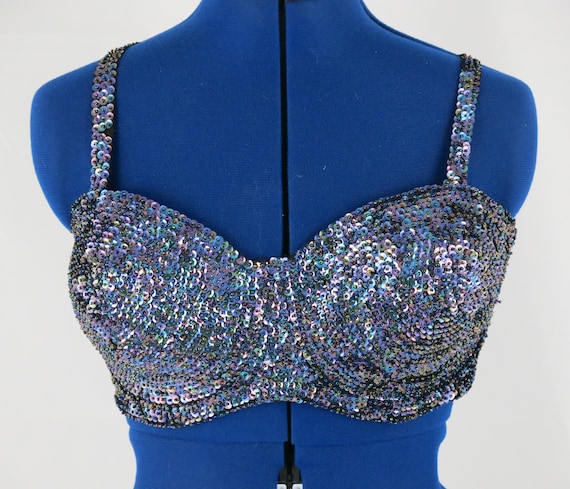 Oil Slick Beaded and Sequined Belly Dance Bra