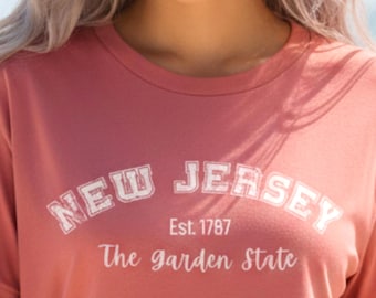 Camiseta vintage de Nueva Jersey con colores cómodos: camiseta unisex retro con orgullo del estado de Nueva Jersey