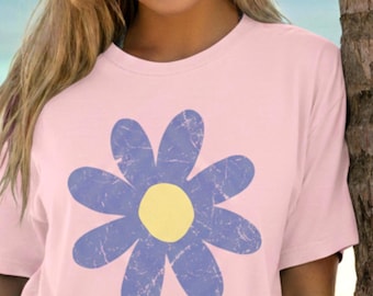 Vintage Blue Daisy T-Shirt, Comfort Colors, Boho Floral Tee