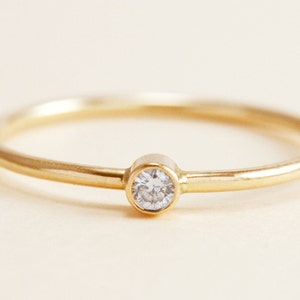 Simple 14K Gold Diamond Ring - Stacking Ring, Engagement Ring, Petite Ring