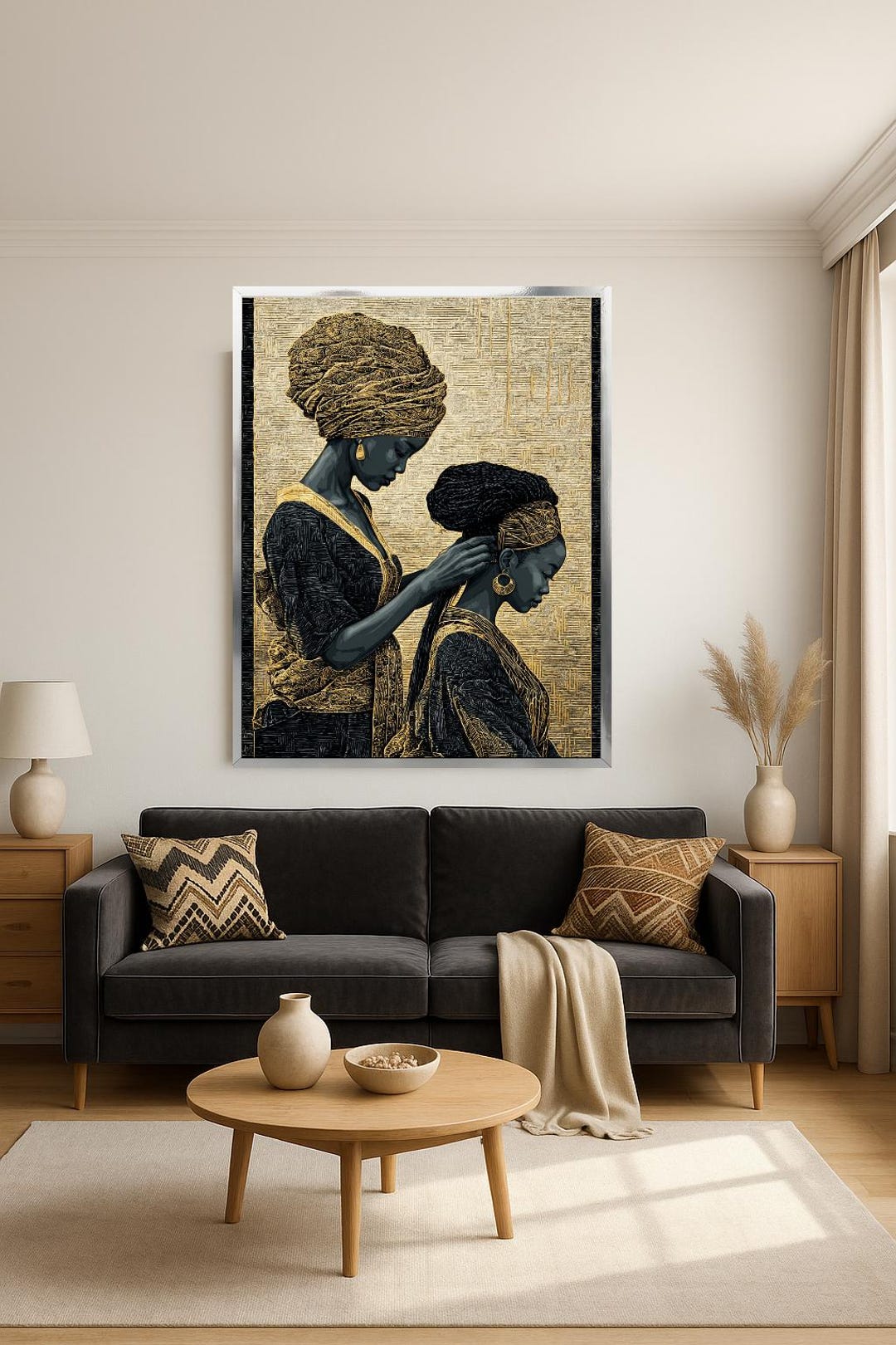 African Sisters Gold Wall Art | Black & Gold Afro Woman Decor | Elegant ...