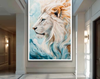 ホワイト ライオンの肖像画、ホワイト ライオンの絵画、キャンバス