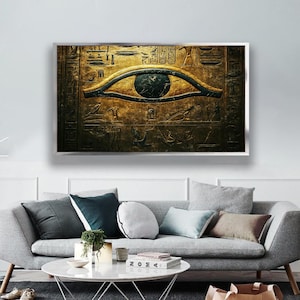 Auge des Horus Reliefdruck, Luxus ägyptische Leinwand Wandkunst