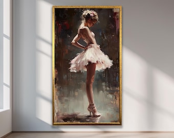 Ballerina Canvas Wall Art | Elegant Ballet Dancer Painting Print | Graceful Ballet Artwork for Bedroom and Living Room Decor