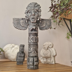 Tribal Totem Pole Statue – Spiritual Home Decor – Ethnic Art Figurine – Handmade Totem Sculpture-Ethnic Totem Statue
