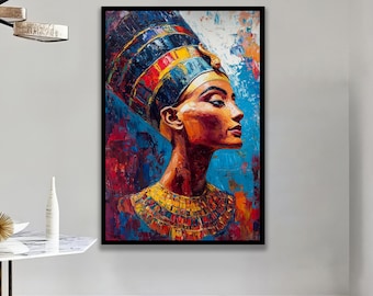 古代エジプト女王のキャンバス壁アート、ネフェルティティの横顔画