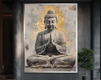 Buddha Canvas Wall Art, Zen Meditation Framed Print, Spiritual Home Decor, Peaceful Buddha Canvas, Yoga Room Wall Hanging