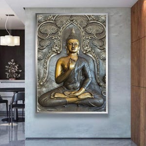 Buddha Leinwand Wandkunst, Zen Meditation gerahmter Druck, spirituelles Wohndekor, friedliche Buddha Leinwand, Yoga Raum Wandbehang