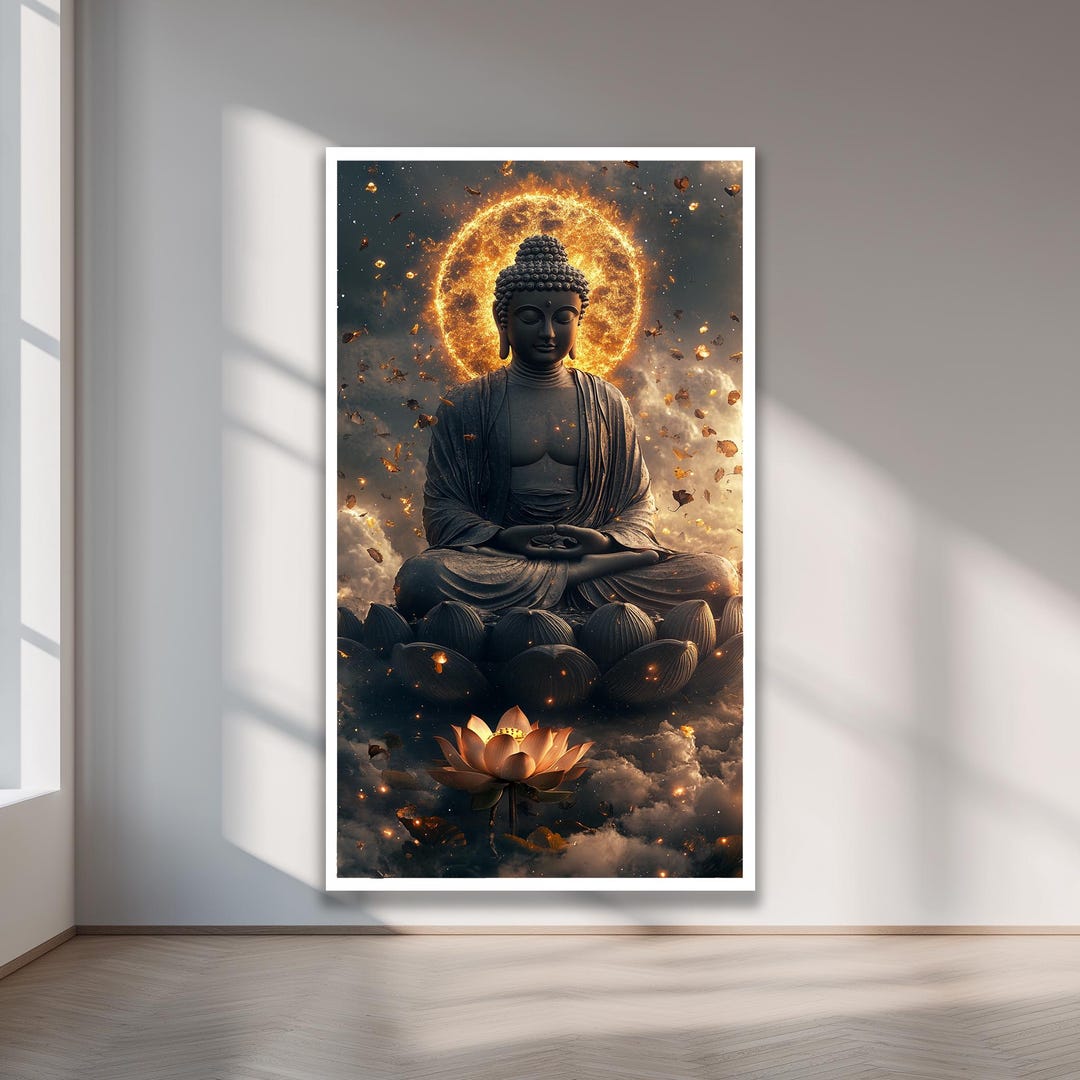 Golden Aura Buddha Canvas – Meditative Spiritual Wall Art, Tranquil ...