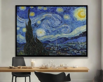 ゴッホの「星月夜」キャンバスアート：印象派の港の反射 - Etsy 日本