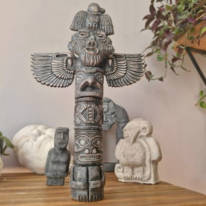 Tribal Totem Pole Statue – Spiritual Home Decor – Ethnic Art Figurine – Handmade Totem Sculpture-Ethnic Totem Statue