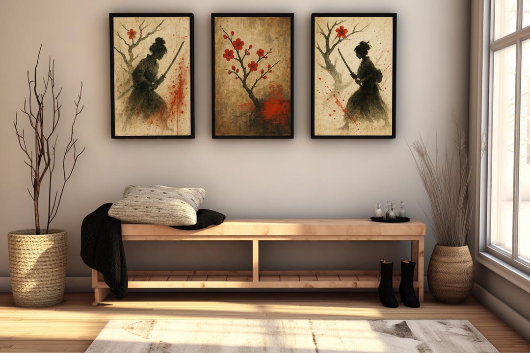 Geisha Samurai Art Prints: Japanese Zen Wabi-sabi Decor Set - Etsy