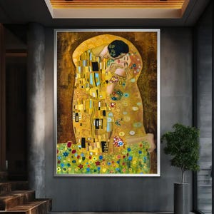 Gustav Klimt Der Kuss, Leinwanddruck, romantisches Wanddekor, modernes klassisches Kunstwerk für Zuhause und das Büro
