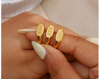Anillo de oro con número de ángel para mujer, joyería personalizada, anillo de oro con número 111, 222, 333, 444, 555, 666, 777, 888, 999, anillo de oro con número de ángel espiritual