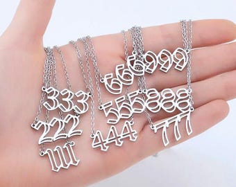 Silver Angel Number Necklace For Woman Personalized Jewerly Gold Number Necklace 111,222,333,444,555,666,777,888,999 Spiritual Angel Number