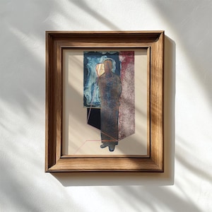 Original Paper Collage: Figurative Abstract Portrait, Mixed Media Art