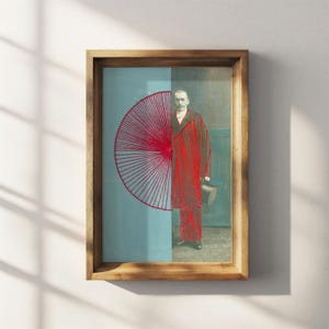 Fotografia antica modificata, ricamo a mano, filato, tecnica mista, opera d'arte originale, carta, piccole opere d'arte, pezzi unici da collezione.