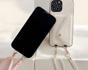 Vegan Leather Crossbody iPhone Case: Hands-Free Strap Phone Cover