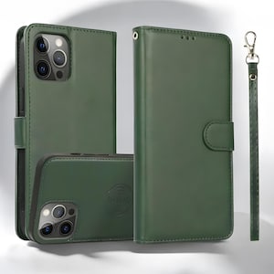 ダブルウォレット付きレザーiPhoneケース - 取り外し可能なカードホルダー、iPhone 16-8 Plusに対応