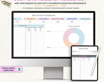 Foglio di calcolo per il metodo "palla di neve" per la riduzione del debito, strumento di monitoraggio del rimborso del debito, pianificatore per la riduzione del debito, modello per un percorso verso la libertà dal debito, strumento di budget di Google Sheets, Excel per la finanza