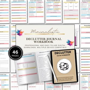 Declutter Journal Workbook, Home Organization Planner, Minimalist Living Workbook, Decluttering Guide, Printable PDF Planner