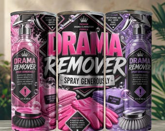 Drama Remover Spray Tumbler Wrap, Grappige Tumbler PNG, Tumbler met brutale quote, Grappig cadeau, Sarcastisch Tumbler-ontwerp, Smalle 20oz