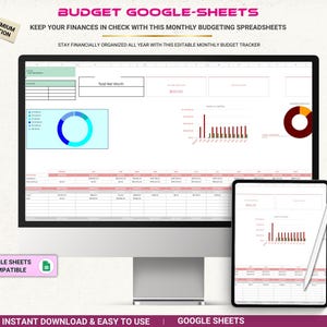 Budgetkalkylblad, Budgetplanerare Google Sheets, Månadsbudgetmall, Personlig ekonomispårare, Utgiftsspårare, Budgetkalkylblad