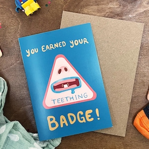 Badge de dentition / Inspiré de Hey Duggee / Carte de nouveau parent
