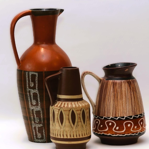 BAY 268-35, BAY 296-20 and SAWA 347-20 | set of 3 West Germany vintage vases