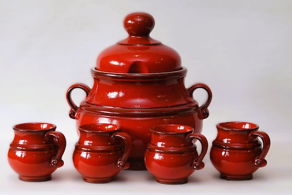 JASBA punch bowl + 4 cups | model 0782009 | vintage West Germany