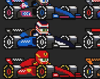 All Ten 2024 Formula Cars PDF Cross Stitch Patterns, 70w x 26h