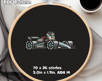 Mercedes Formula Car PDF Cross Stitch Pattern, 2024 Livery, 70w x 26h