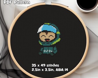 Aston Martin Formula Chibi PDF Cross Stitch Pattern, 35w x 49h