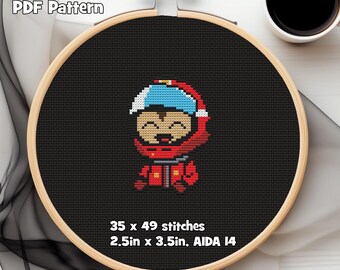 Ferrari Formula Chibi PDF Cross Stitch Pattern, 35w x 49h