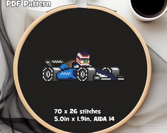 Williams Formula Car PDF Cross Stitch Pattern, 2024 Livery, 70w x 26h