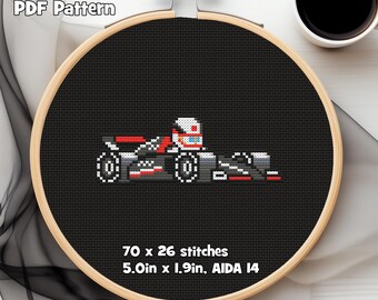 HAAS Formula Car PDF Cross Stitch Pattern, 2024 Livery, 70w x 26h