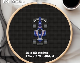 Racing Bulls (RB) Formula Car PDF Cross Stitch Pattern, 2024 Livery, 27w x 52h
