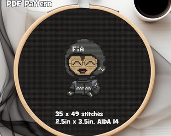 Safety Car Driver (Bernd Mayländer) Formula Chibi PDF Cross Stitch Pattern, 35w x 49h